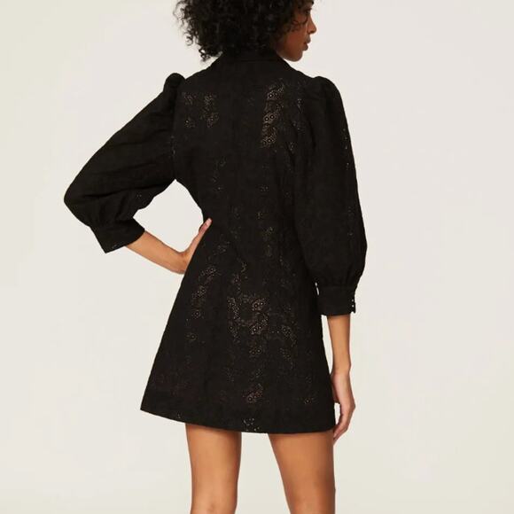 Hofmann Copenhagen Black Mini Wrap Dress SMALL Designer Lace Party Cottage $480 - Picture 4 of 13